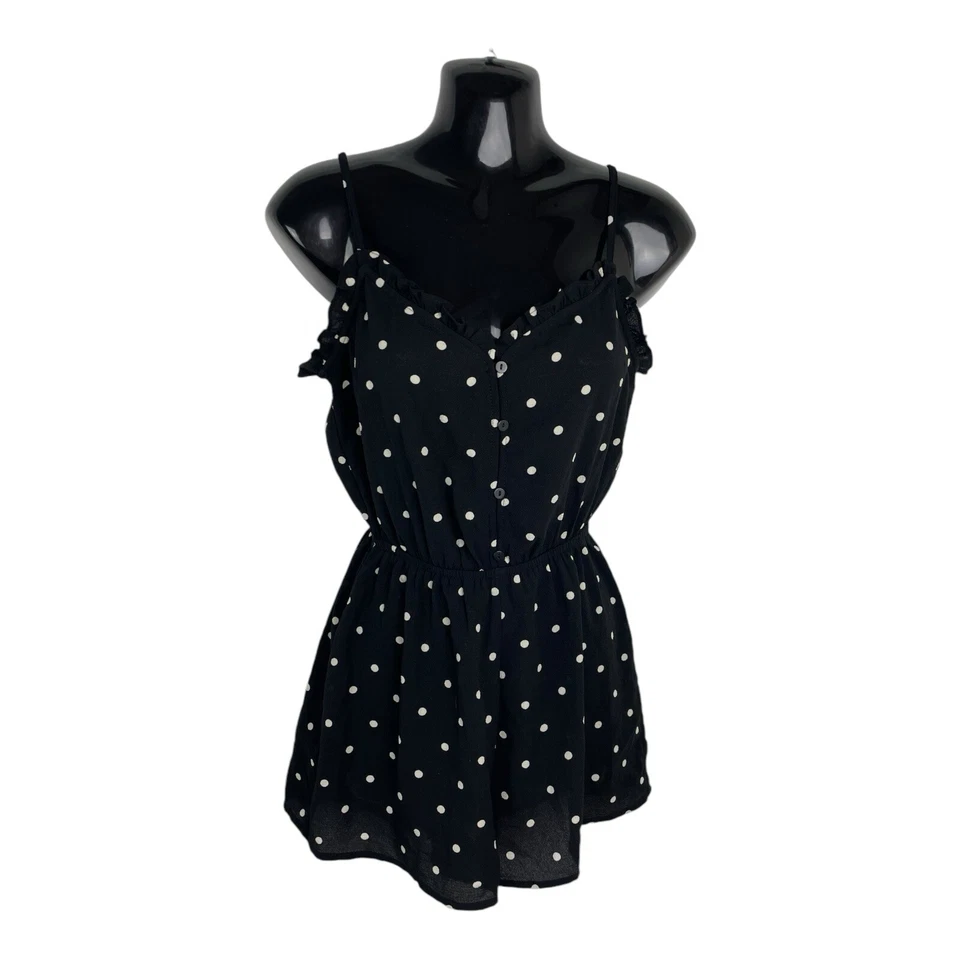 Mameluco de gasa negro dividido a lunares para mujer talla 6 del Reino Unido Foto 2 de 4