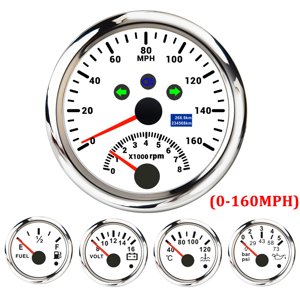 5 Gauge Set 85mm GPS Speedometer 0-160MPH Waterproof For Car Marine ...