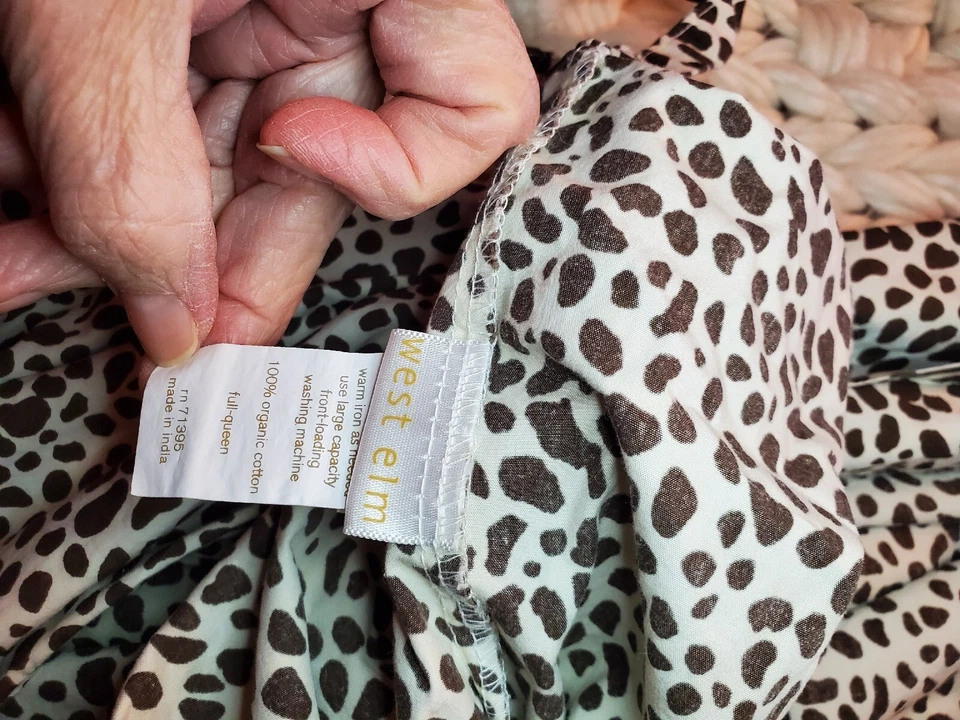 Capa de edredom West Elm algodão orgânico marrom creme ponto F/Q com capa de travesseiro Std - Imagem 3 de 4