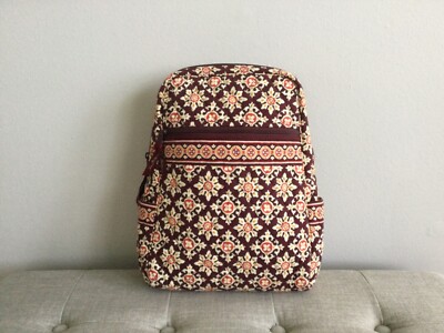Vera Bradley Backpack Brown Orange Gold Retired Medallion