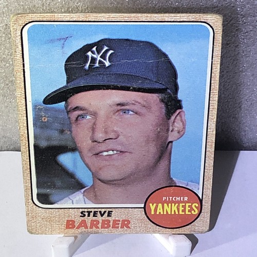 Tarjeta de béisbol 1968 Topps #316 Steve Barber mal estado arrugada usada Yankees - Imagen 1 de 7