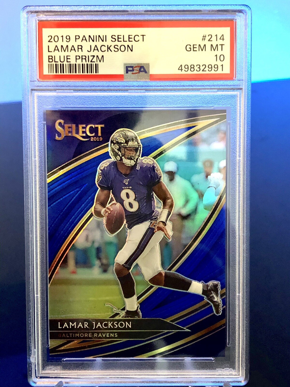 2019 Lamar Jackson Select Field Level Blue Prizm /75 PSA 10 Pop 8