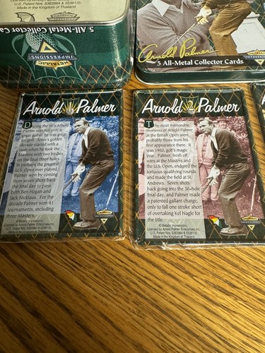 Arnold Palmer Metallic Impressions 5 All Metal Collector Cards Still in Plastic - Foto 3 di 9