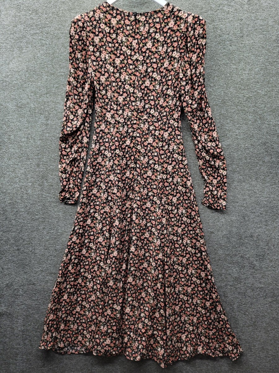 ASTR The Label Dress Women's Small Black Clay Floral Covered Button Midi  NWOT | eBay