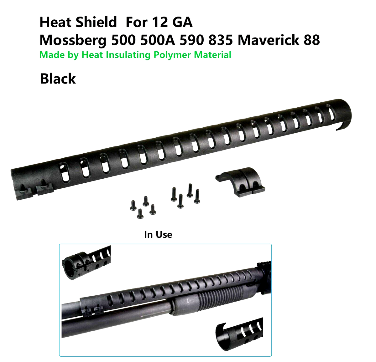 Heat Shield For Mossberg 12 GA 500 500A 590 835 Shotgun Black