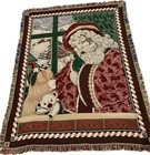 VTG 1996 Goodwin Weavers Tapestry Throw Blanket Santa W/Little Girl Christmas 