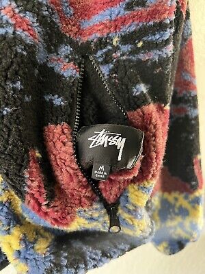 New Stussy Cosmos Reversible Sherpa Fleece Jacket SZ Medium