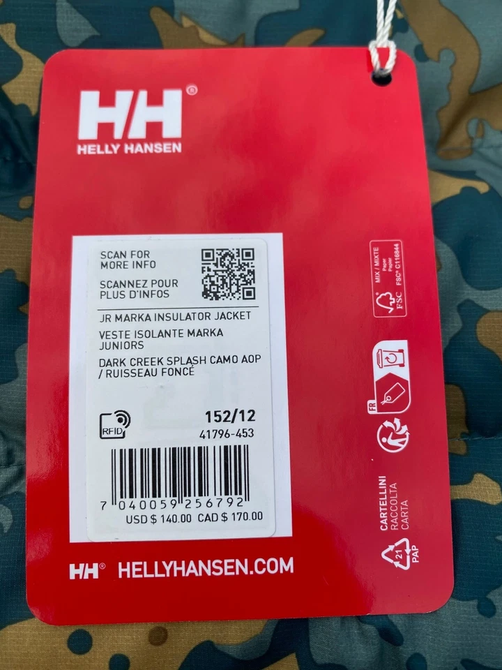 Chaqueta Helly Hansen para niño aislante verde Splash Marka $140, talla: 12 Foto 2 de 4