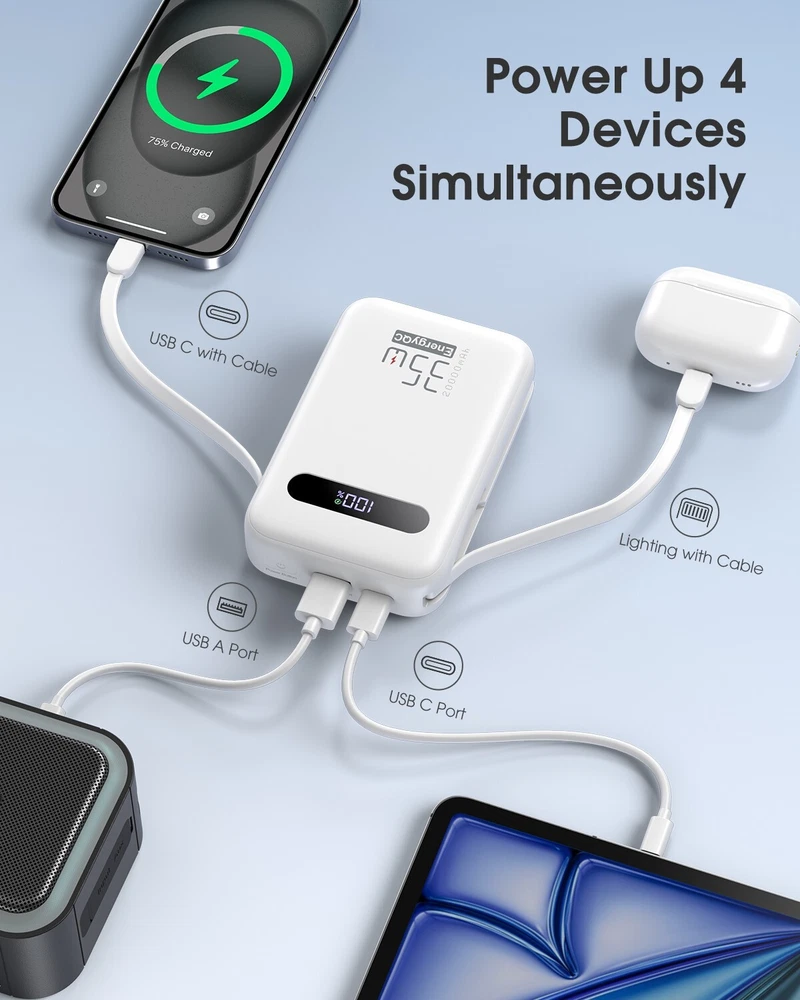 20000mAh 35W PD Fast Charging Power Bank for iPhone QC 4.0 Portable