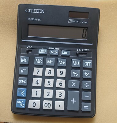 Citizen SDB1201-BK 12-Digit 2 power Desktop Office Solar Calculator