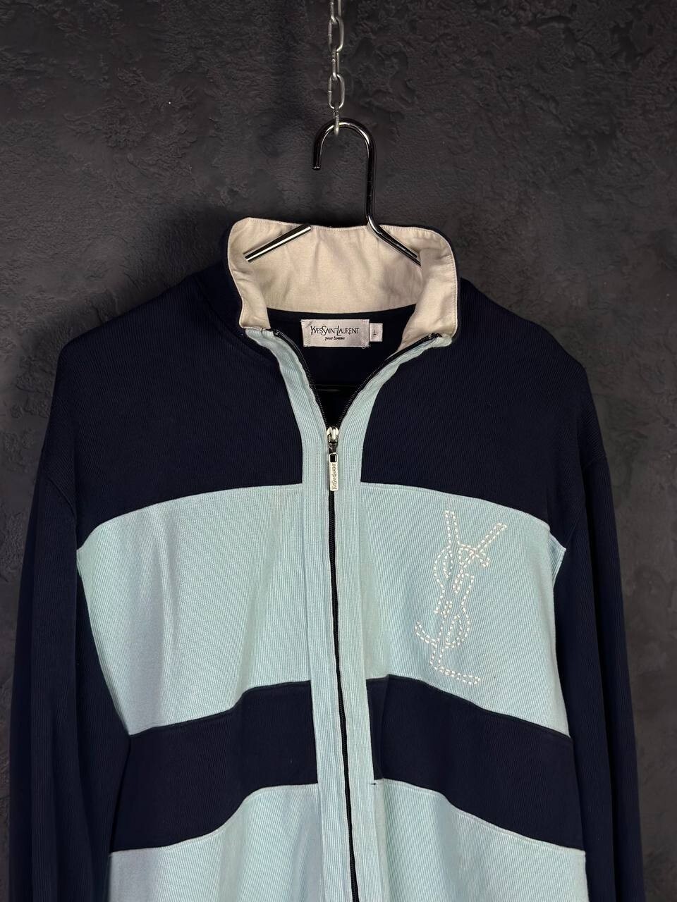 SAINT LAURENT Maglione Yves SaintnLaurent vintage anni 90 full zip TOP blu retrò YSL