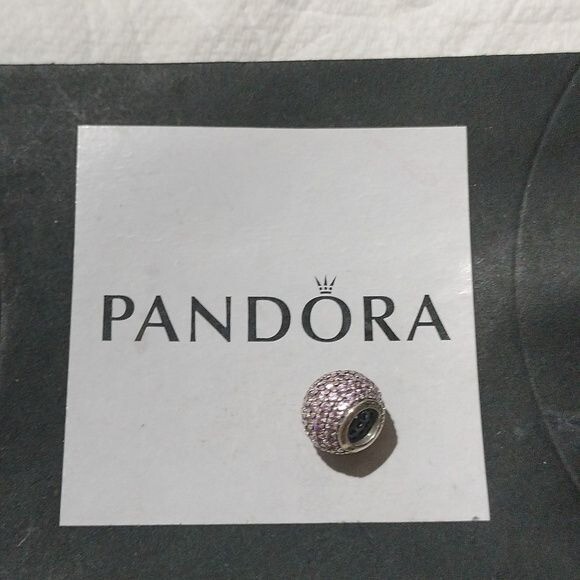 Pandora Sterling Silver Pave Lights Charm with Salmon Zirconia 791051Pcz