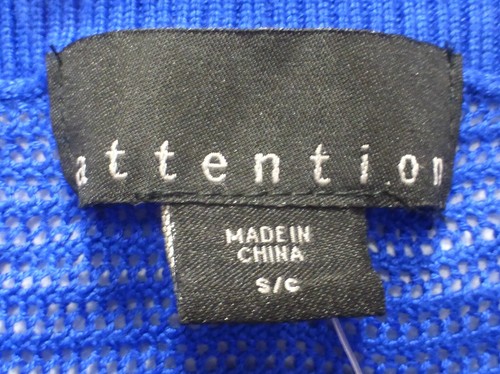 Attention Women's Open Knit 3/4 Sleeve Sweater, Blue, Size S, NWT - 第 2/2 張圖片