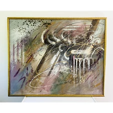 Abstract Lavender Oil Painting on Canvas c.2020 Signed “Jeri.” as Jeri Ledbetter