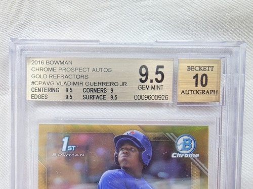 2016 Bowman Chrome Vladimir Guerrero Jr. /50 AUTO 1. GOLD REFRAKTOR BGS 9,5 10 - Bild 2 von 4