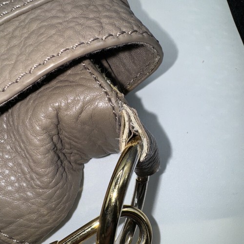 The Sak Pebbled Leather Crossbody Foldover Handbag Taupe With Gold Tone Hardware - Picture 12 of 13