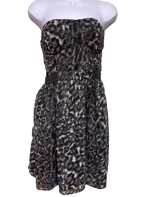 American Rag Strapless Animal Print Brown Black Mini Dress Size XL Back Strap