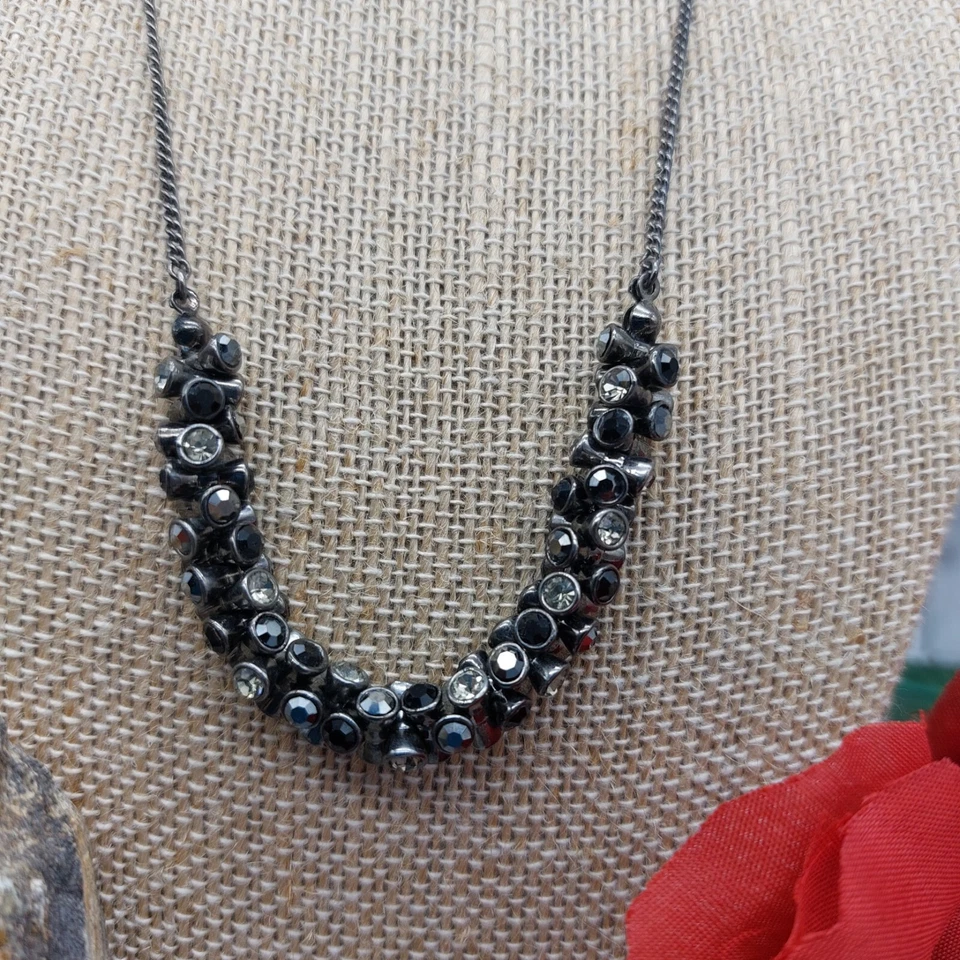 Удивительный подписанный ископаемого черный кластер ожерелье хрустальные стразы центры 20» - Изображение 2 из 4