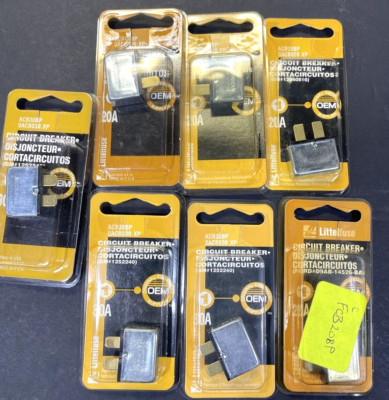 7- Littelfuse Circuit Breakers, ACB30BP 30a GM 1252240, ACB20BP 20a GM 12040816