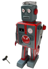 1950  s Vintage Space Robot - Clock Work Metal Wind-Up 8.5  Tall  BRAND NEW 