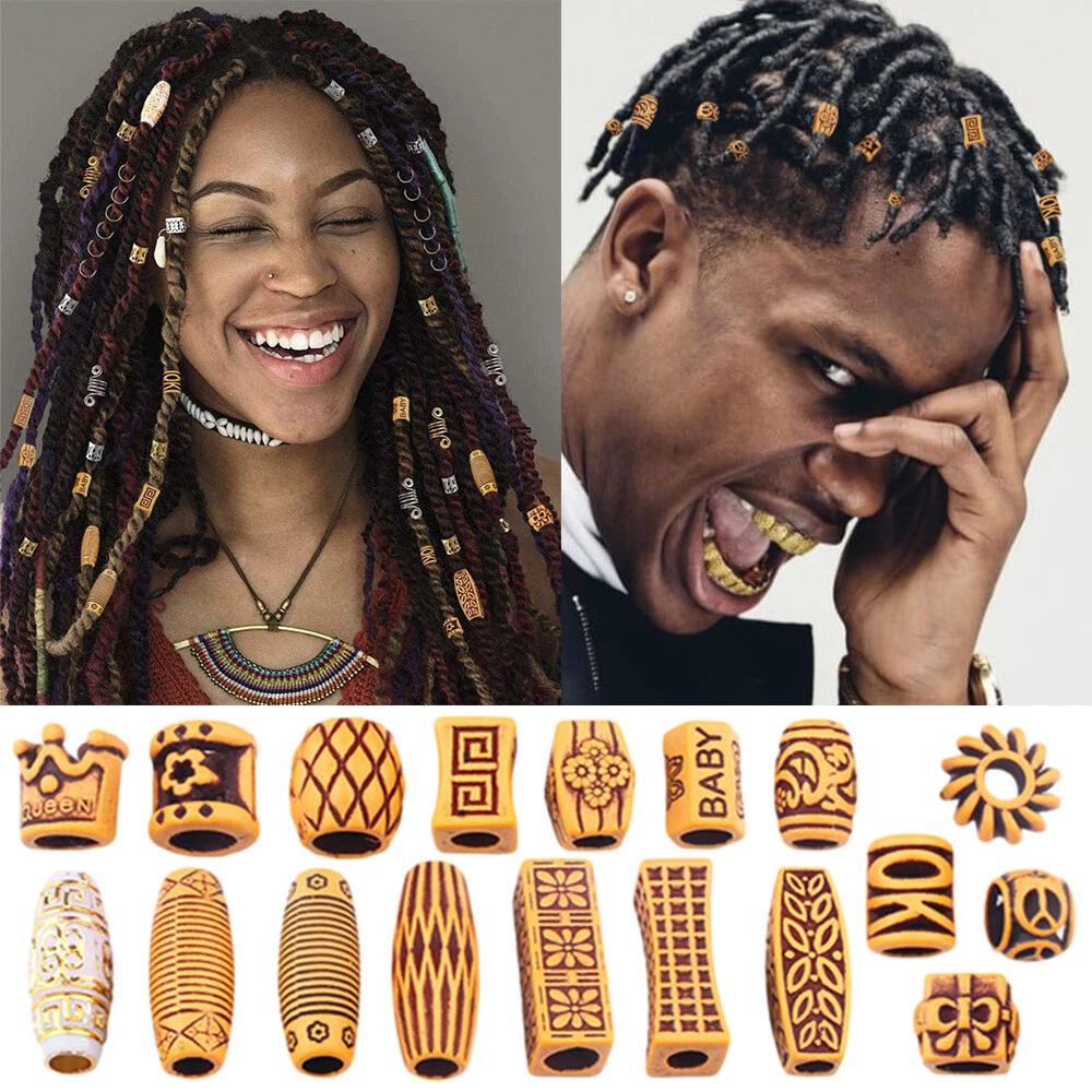 50X Tribal Pattern Beads Dreadlock Dread Tube Dirty Hair Braid Clip Cuff  Parts