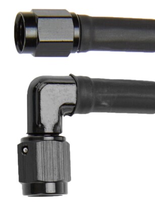Brake Hose 6  3AN Straight-90 Braided Stainless Black Vinyl Coated ALL48413