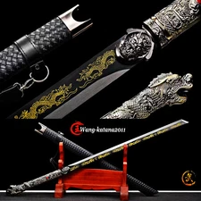 44'' Straight Black Sword Functional 1095 Carbon Steel Dragon Chinese Tang Dao唐刀