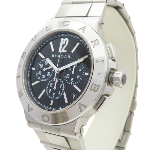 BVLGARI Diagono Velocissimo Watch DG41SCH Black Dial Chronograph Stainless Steel - Picture 3 of 15