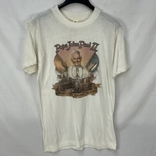 VINTAGE 80S POPE JOHN PAUL II 1987 SAN ANTONIA TX T SHIRT S CHRISTIAN CATHOLIC