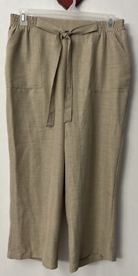 Soho Womens 1x Beige Elastic-Waist Pull-On Cropped Casual Dress Pants! A6720r