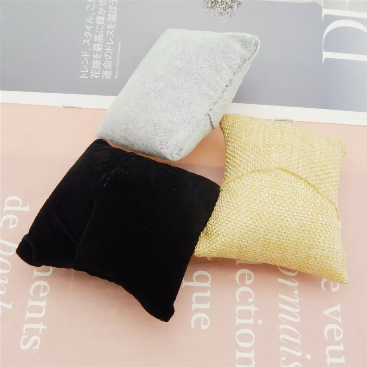 4 Pcs Velvet Bracelet Pillow Bangle Holder Jewelry Display Watch Stand Organizer