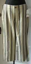 NWT LIZ CLAIBORNE LIZWEAR Michaela Green Stripe Capri Slacks Pants 10P