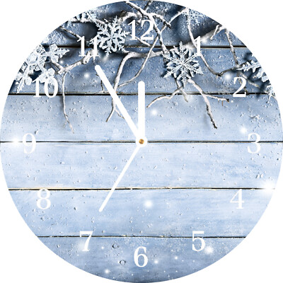 Tulup Glas Wanduhr fi30cm - Weiß - Deko - Holy Snowflakes Winter Frost