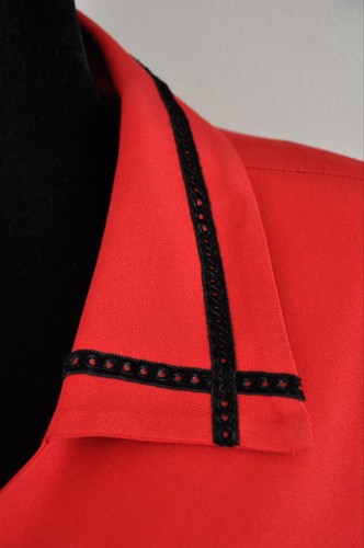 Vintage 90s Jessica Howard Woman Size 20 Suit Jacket Top - Red Black Trim Career - Picture 2 of 10
