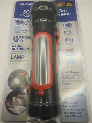 GoPower Emergency Solar LED Flashlight with AM/FM/Weather Band Radio ...