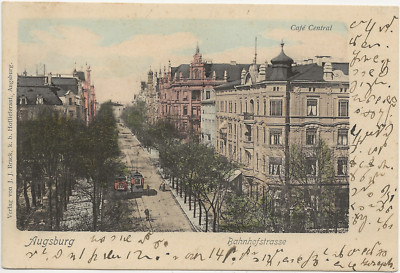 99/838 AK  AUGSBURG - BAHNHOFSTRASSE - CAFE CENTRAL - gel. 1904 nach OBERSTEIN