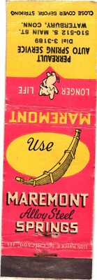 Maremont Alloy Steel Springs, Perreault Auto Service, Vintage Matchbook Cover
