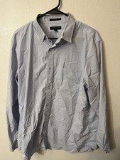 Banana Republic Tech Stretch Cotton Shirt Mens XL Blue Slim Flex Fit