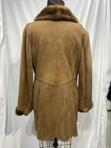 Shearling Light Brown Lambskim With Crystal Fox Collar 87008 - Picture 3 of 4