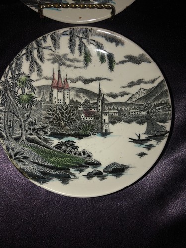 Lot of 2 La Ville Castle Lake Scenery Bread Plate and Saucer Replacements - Picture 2 of 10