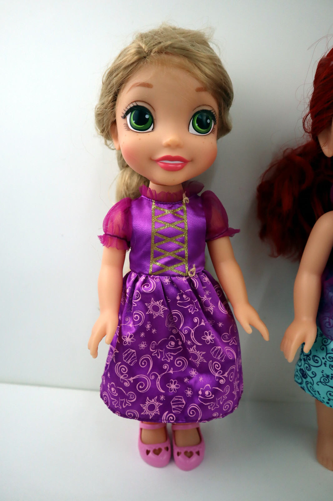 Lot of 8 Disney Toddler Princess Dolls 14”-16”H -Clothing, some w/shoes & sound