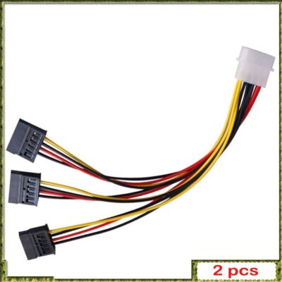 2pcs SATA Adapter Cable IDE 4Pin Male To 3 Port SATA Female Splitter Hard Drive 