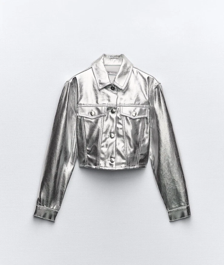 Silver jacket best sale zara