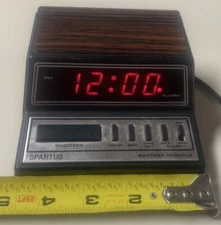 Spartus 1980s Electronic Digital Alarm Clock Vintage Tested Large Red Display