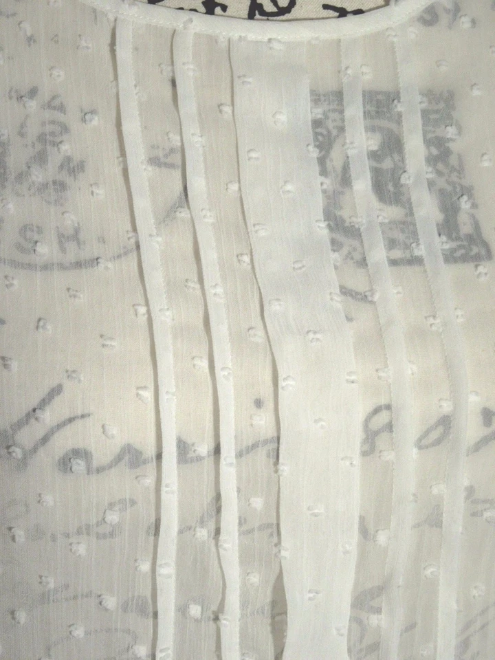 Blusa para mujer ELLE blanca sin mangas punto transparente plisada peplum talla S Foto 2 de 4