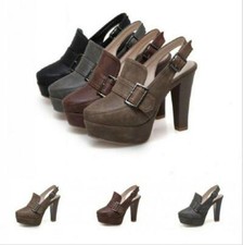 34-50 Womens Buckle Strap High Heels Platform Slingbacks Spring Party Shoes Plus