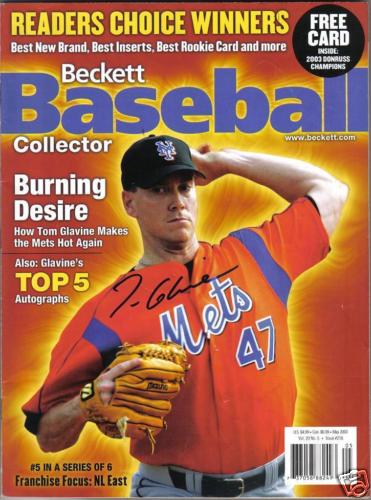 TOM GLAVINE AUTOGRAFO FIRMATO RIVISTA BECKETT NY METS - Foto 1 di 1