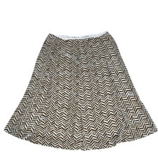 Sag Harbor Skirt Women's Sz 16 Chevron Brown Cream Midi Lined Vintage
