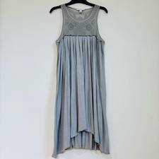 Banana Republic Y2K silk rayon embroidery pleated sleeveless slip midi dress M