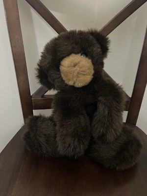 Vintage 1982 GUND Plush ~Dark Brown Bear Floppy Teddy Laying Down